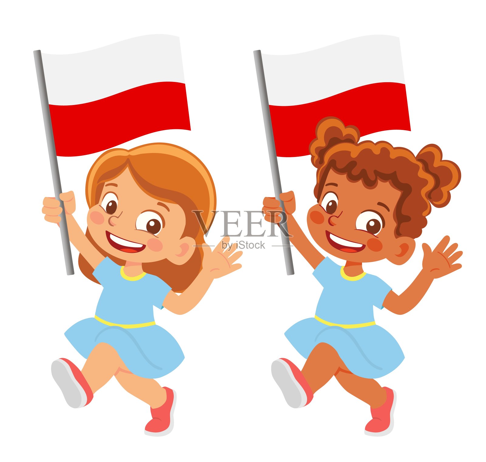 手持波兰国旗的孩子设计元素图片