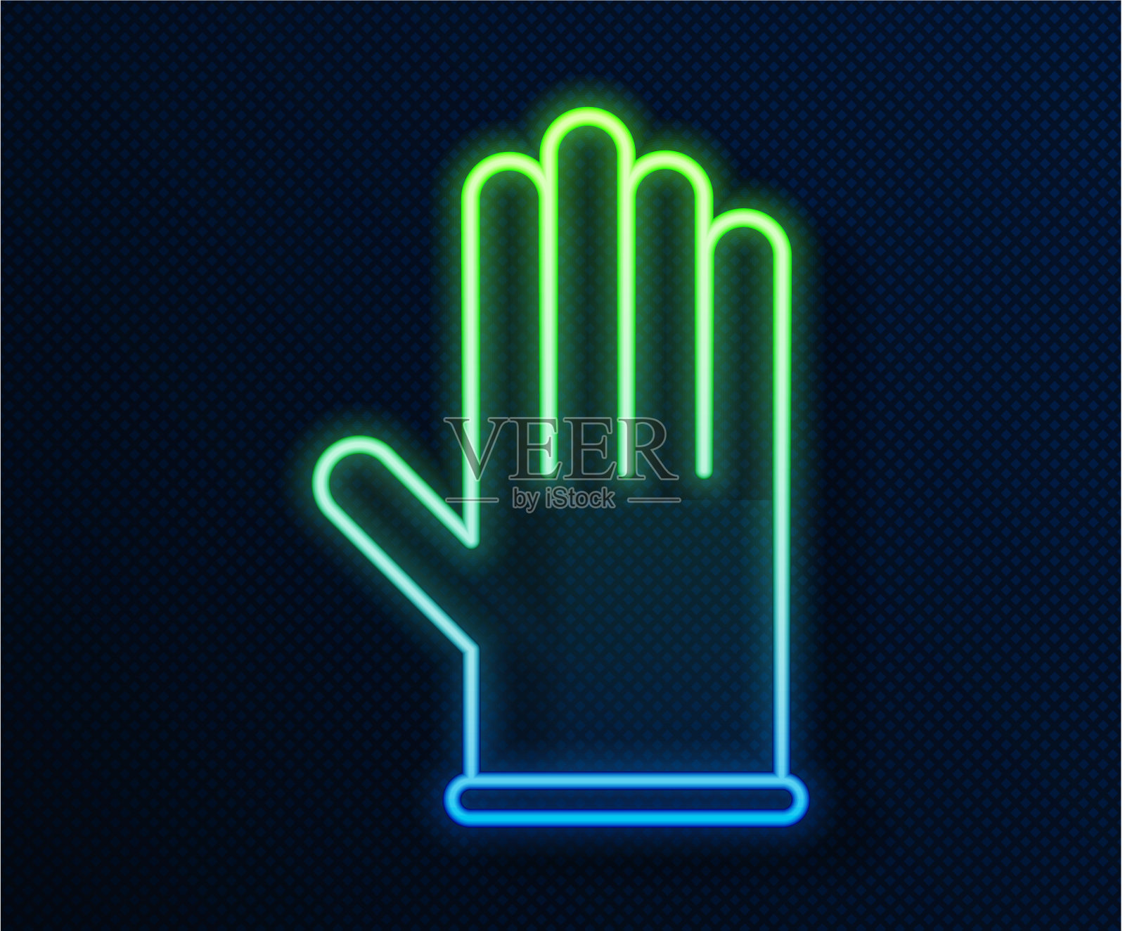 发光的霓虹线医用橡胶手套图标插画图片素材