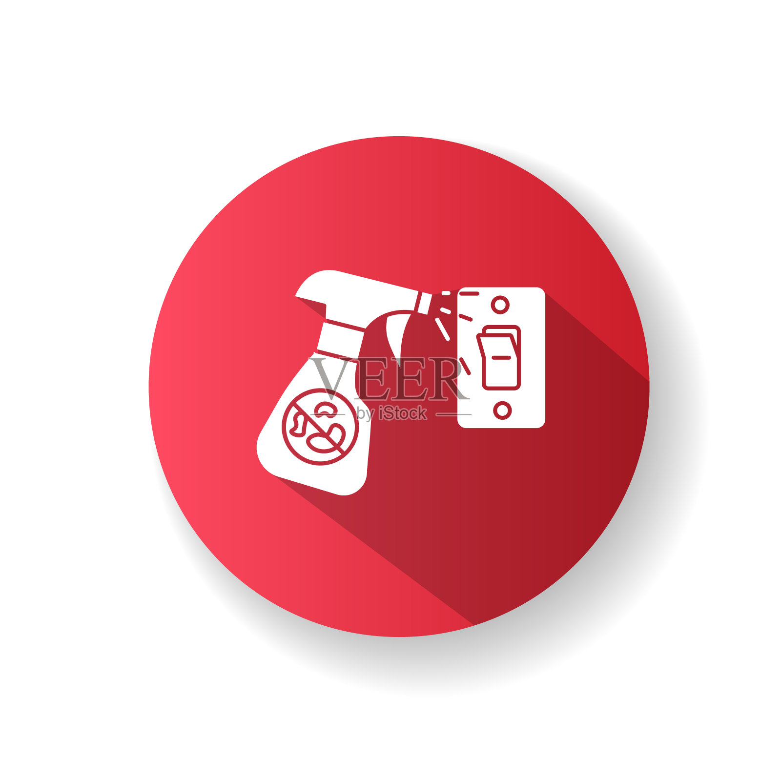 消毒灯开关红色平面设计长影字形图标插画图片素材