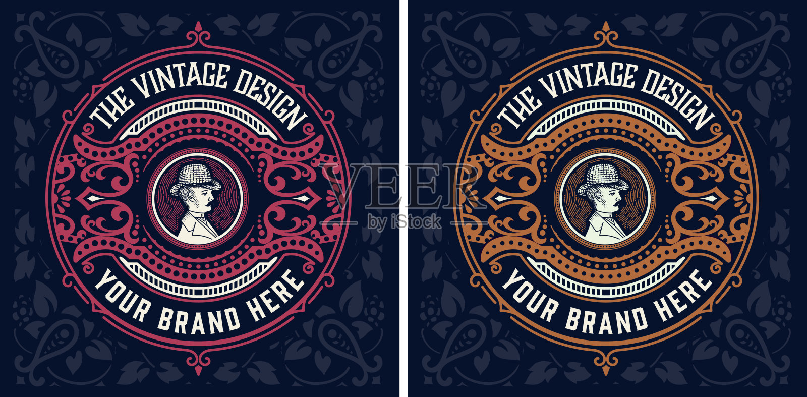 古董杜松子酒标签。向量的分层插画图片素材