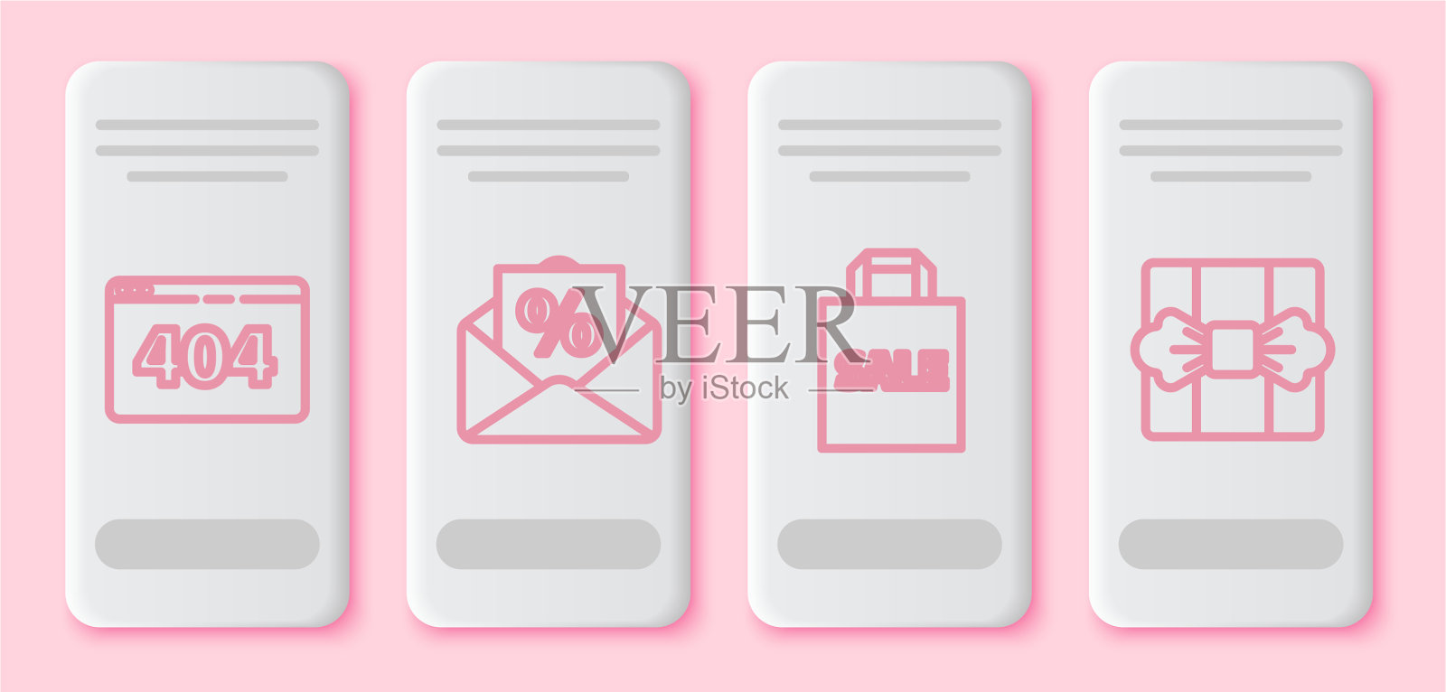 设置带有404错误信封的行页插画图片素材