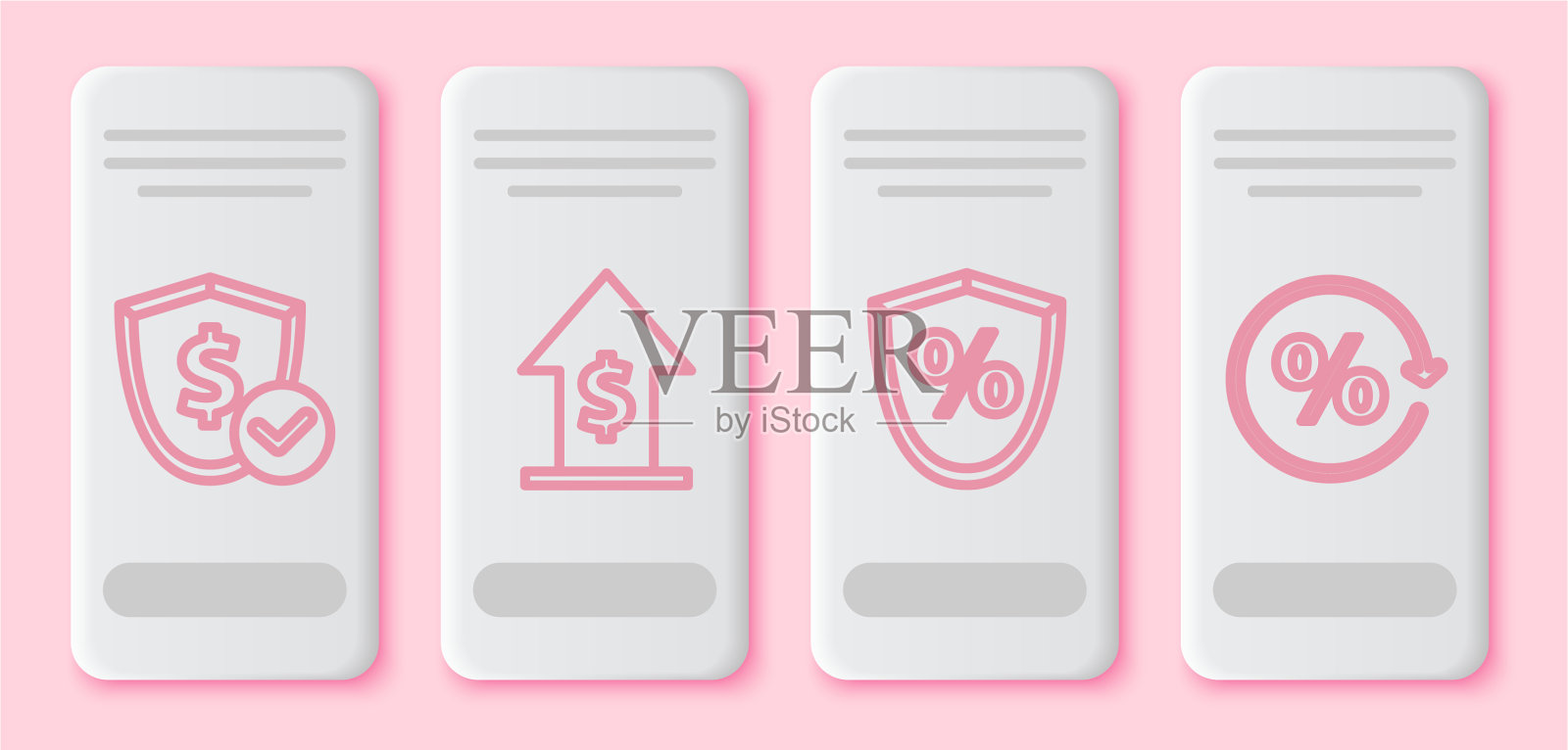 设定线盾牌与美元财务增长和插画图片素材