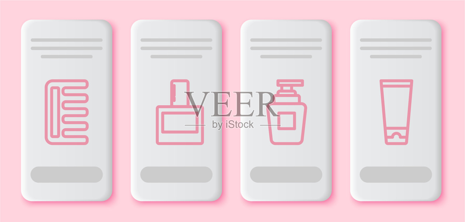 设线发刷，须后水洗发瓶插画图片素材