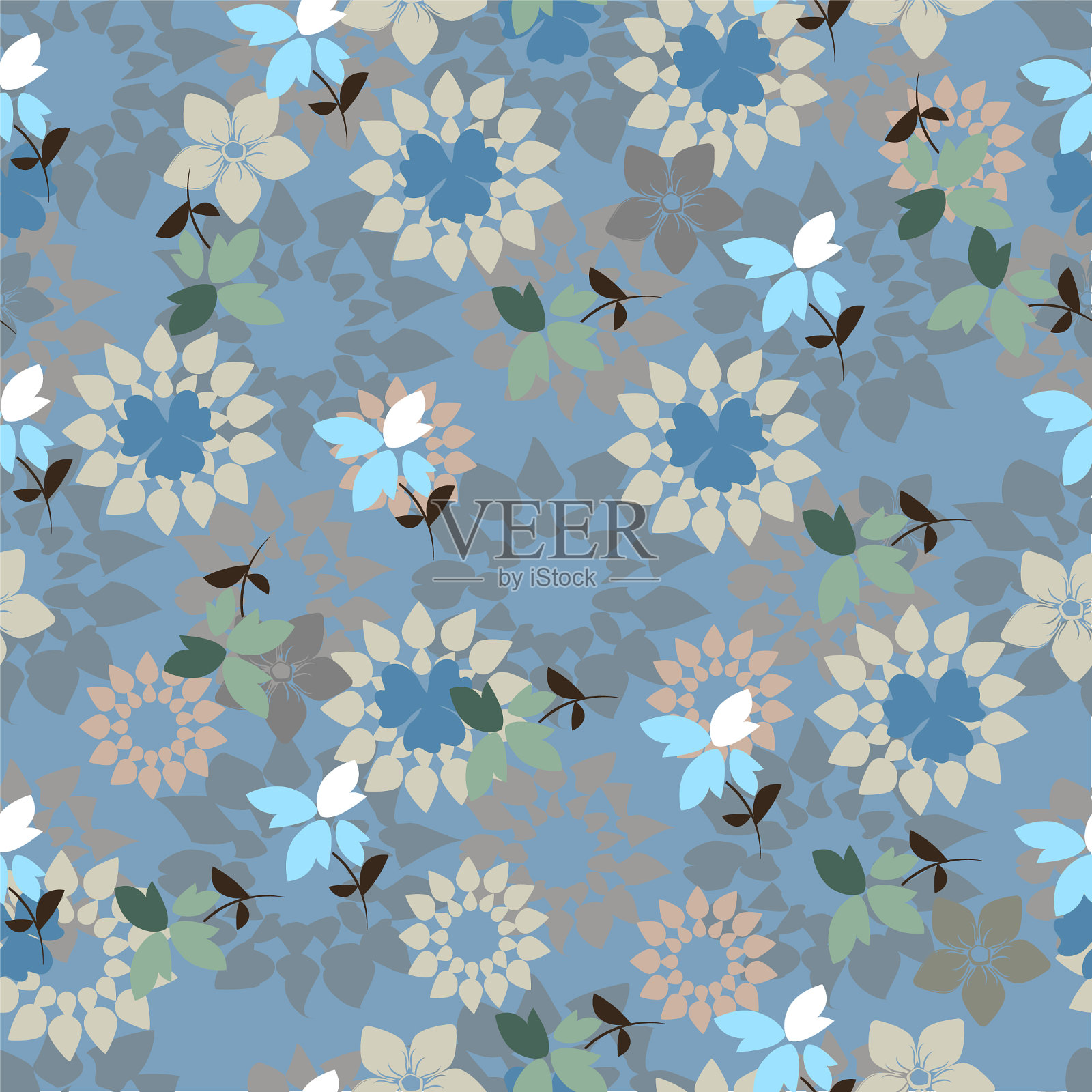 春天抽象的背景花无缝插画图片素材