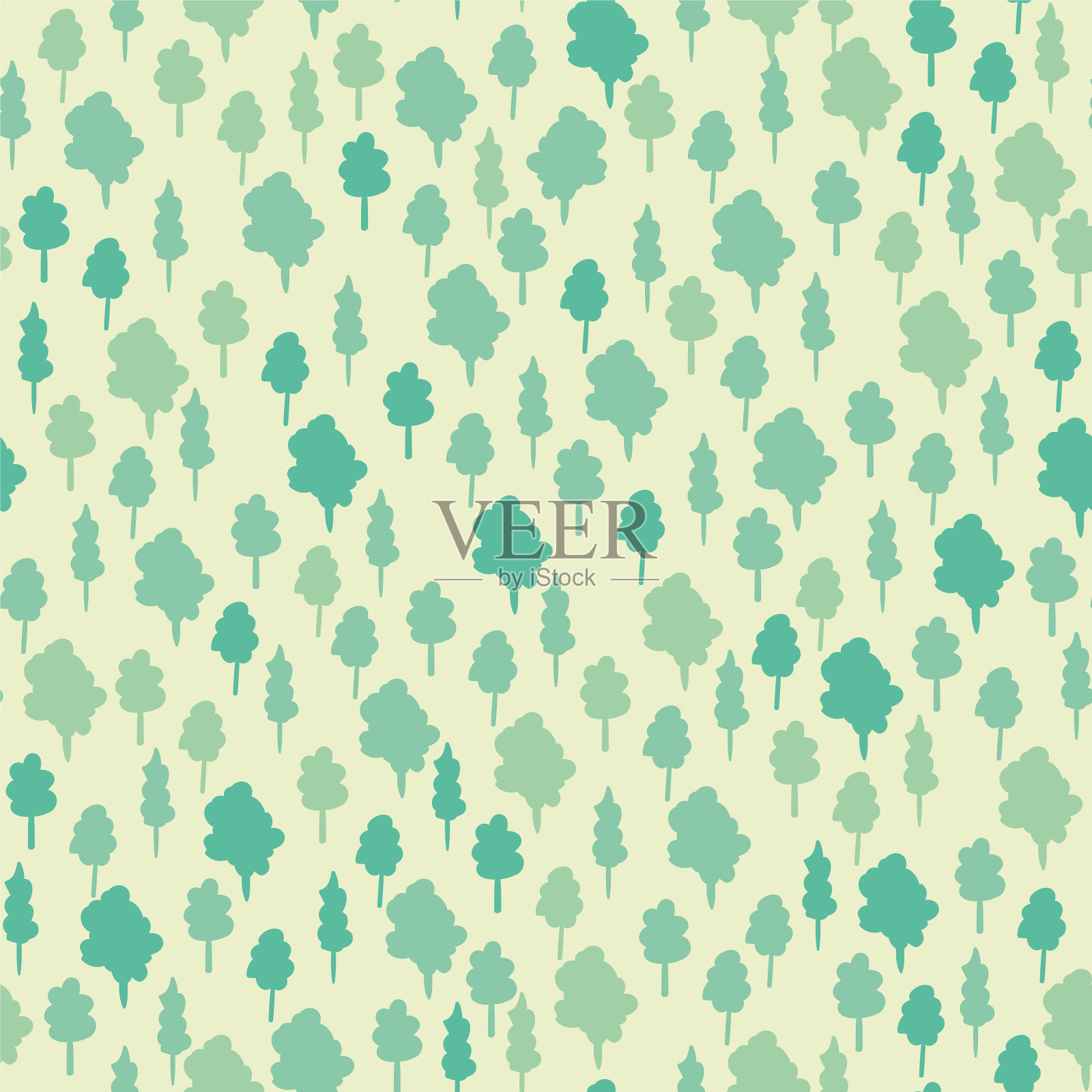 薄荷绿林地无缝图案插画图片素材