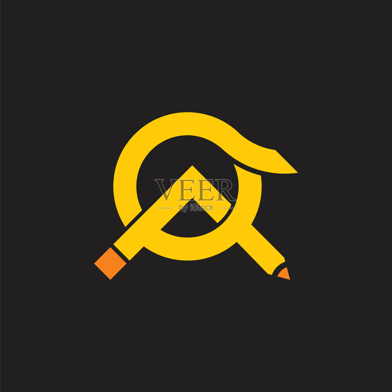 字母连结铅笔教育标志标志插画图片素材