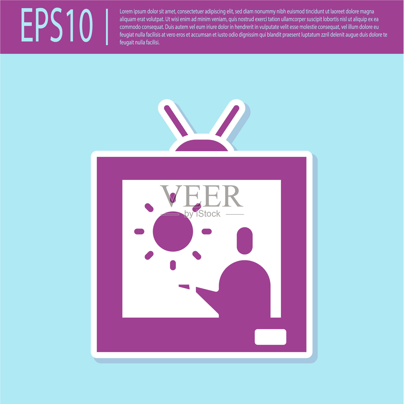 复古紫色天气预报图标孤立插画图片素材