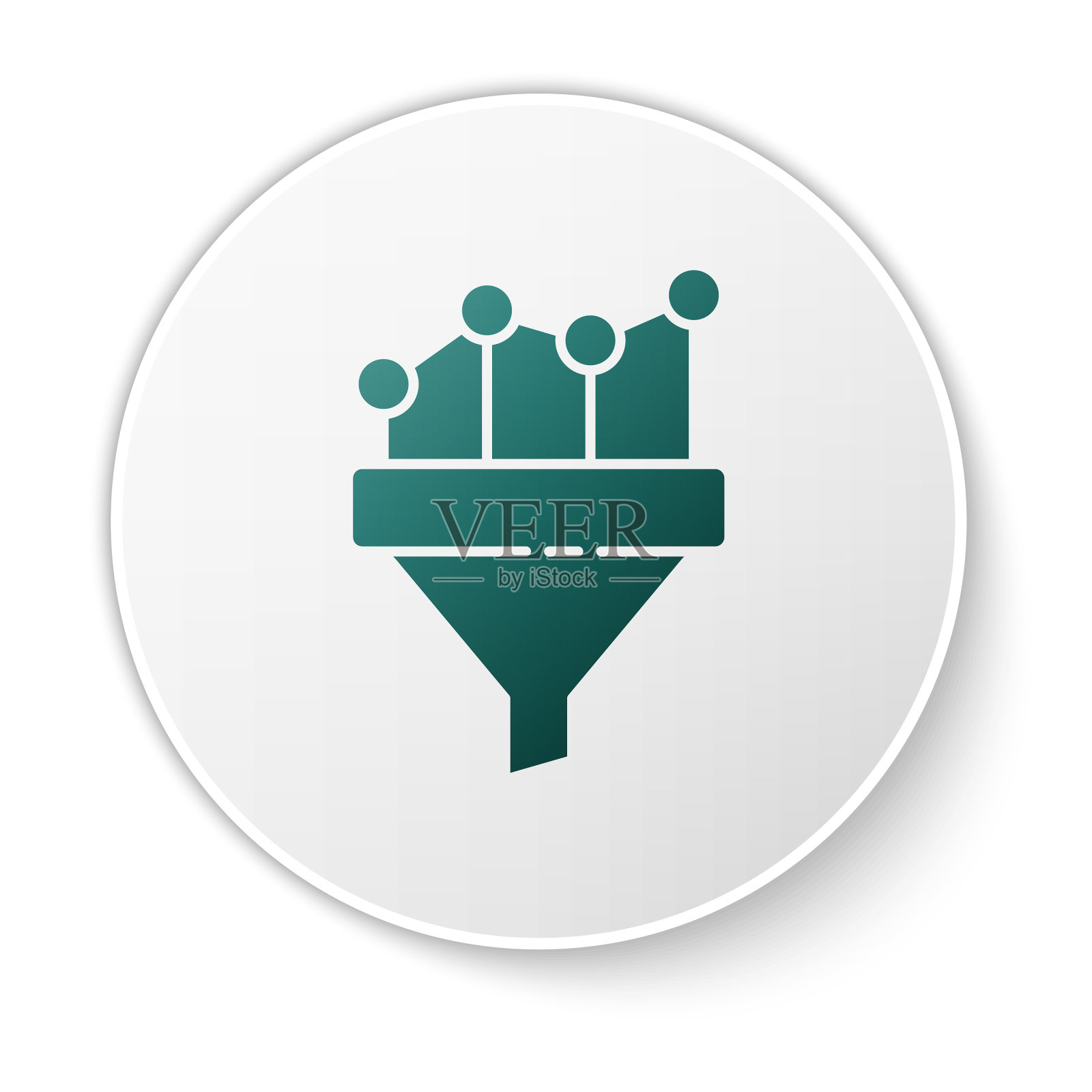 绿色销售漏斗和图表图标素材