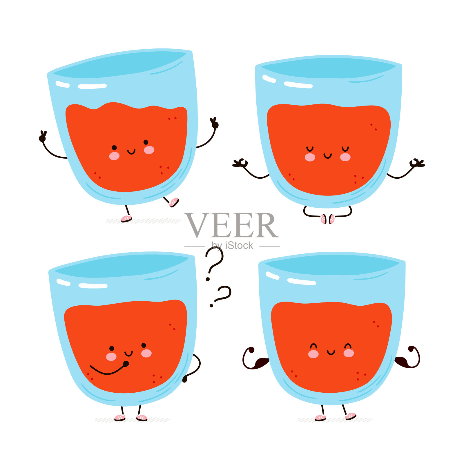 可爱快乐的番茄汁性格插画图片素材