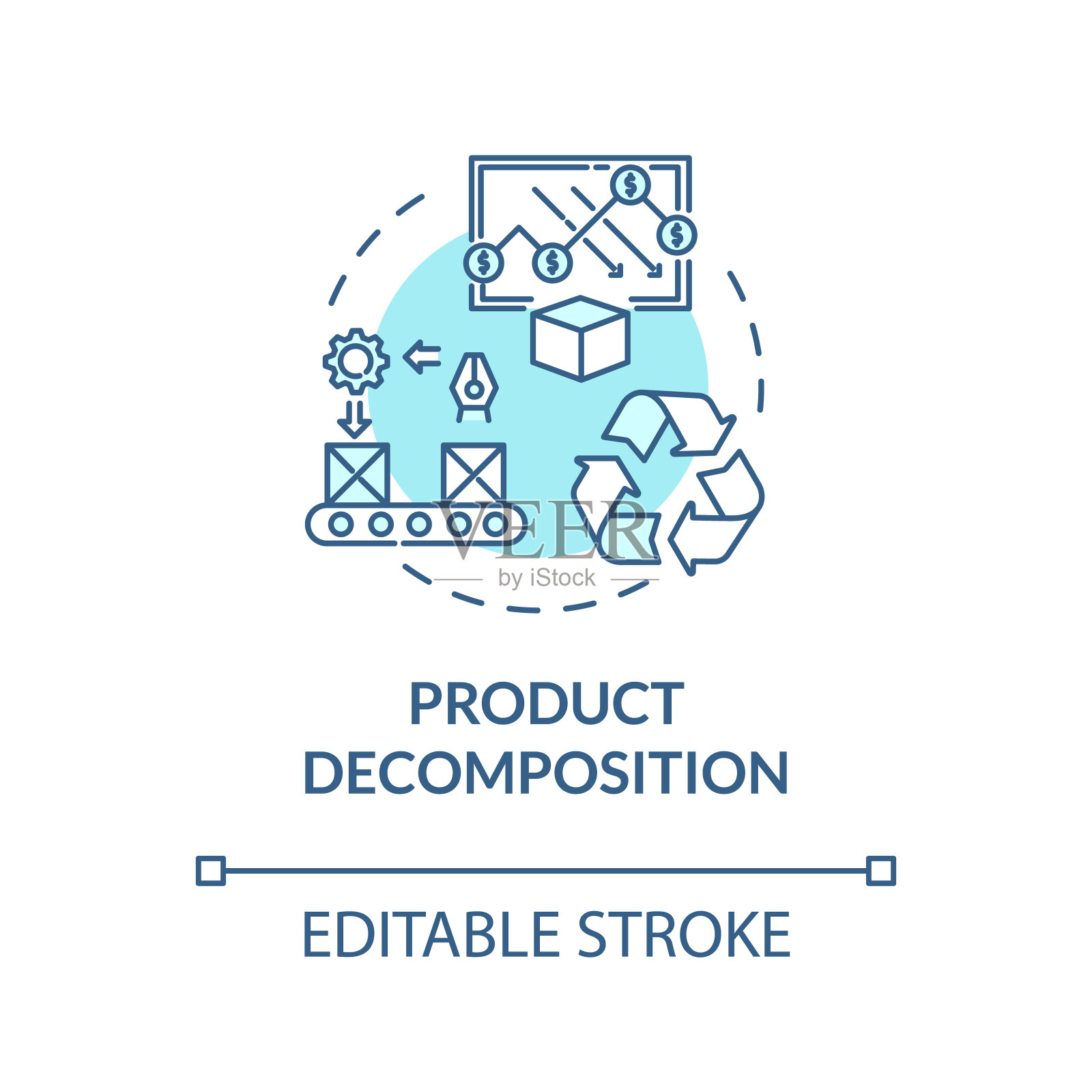 产品分解绿松石概念图标插画图片素材