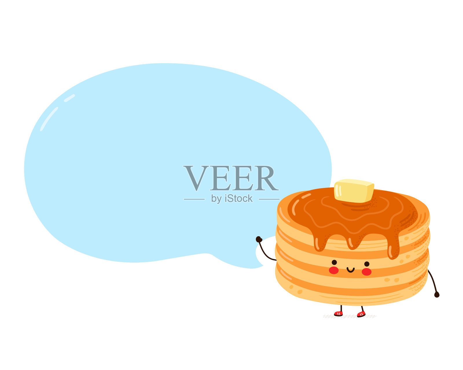 可爱的快乐有趣的煎饼与讲话气泡设计元素图片