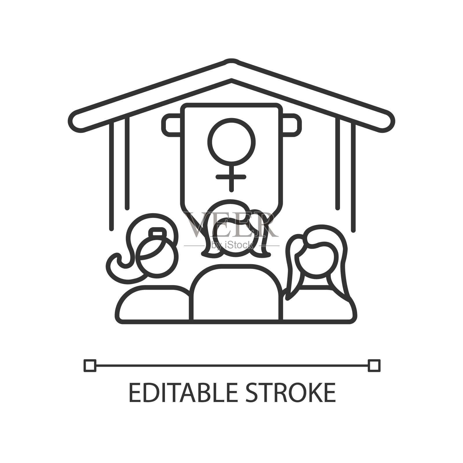 姐妹会像素完美线性图标插画图片素材