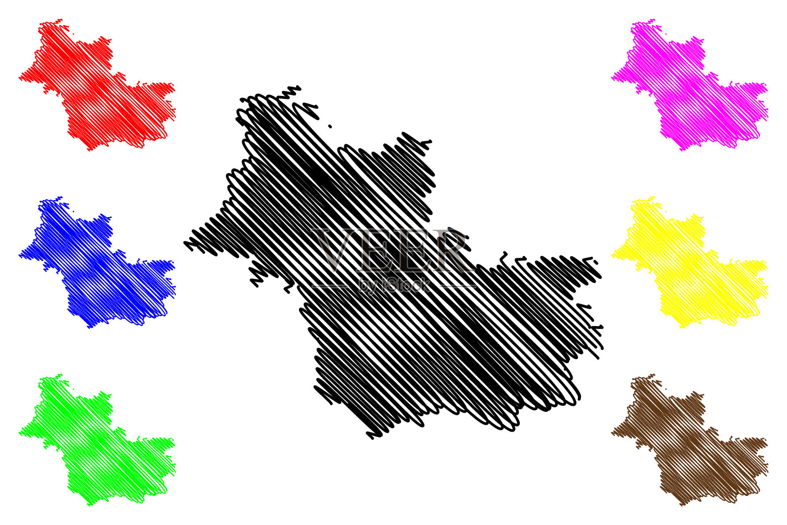 卢瓦埃切尔省(法国，法兰西共和国，卢瓦埃尔中部地区)地图矢量插图，卢瓦埃切尔草稿地图插画图片素材