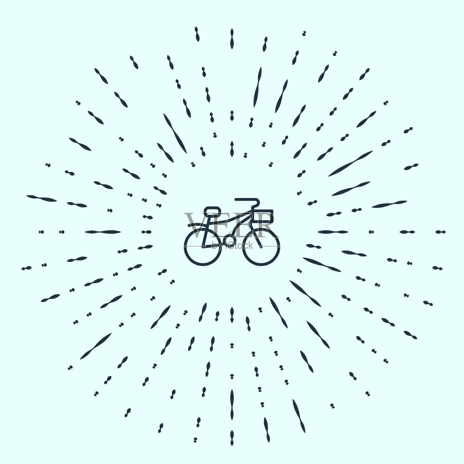 灰色背景上的黑色线条自行车图标。矢量素材插画图片素材