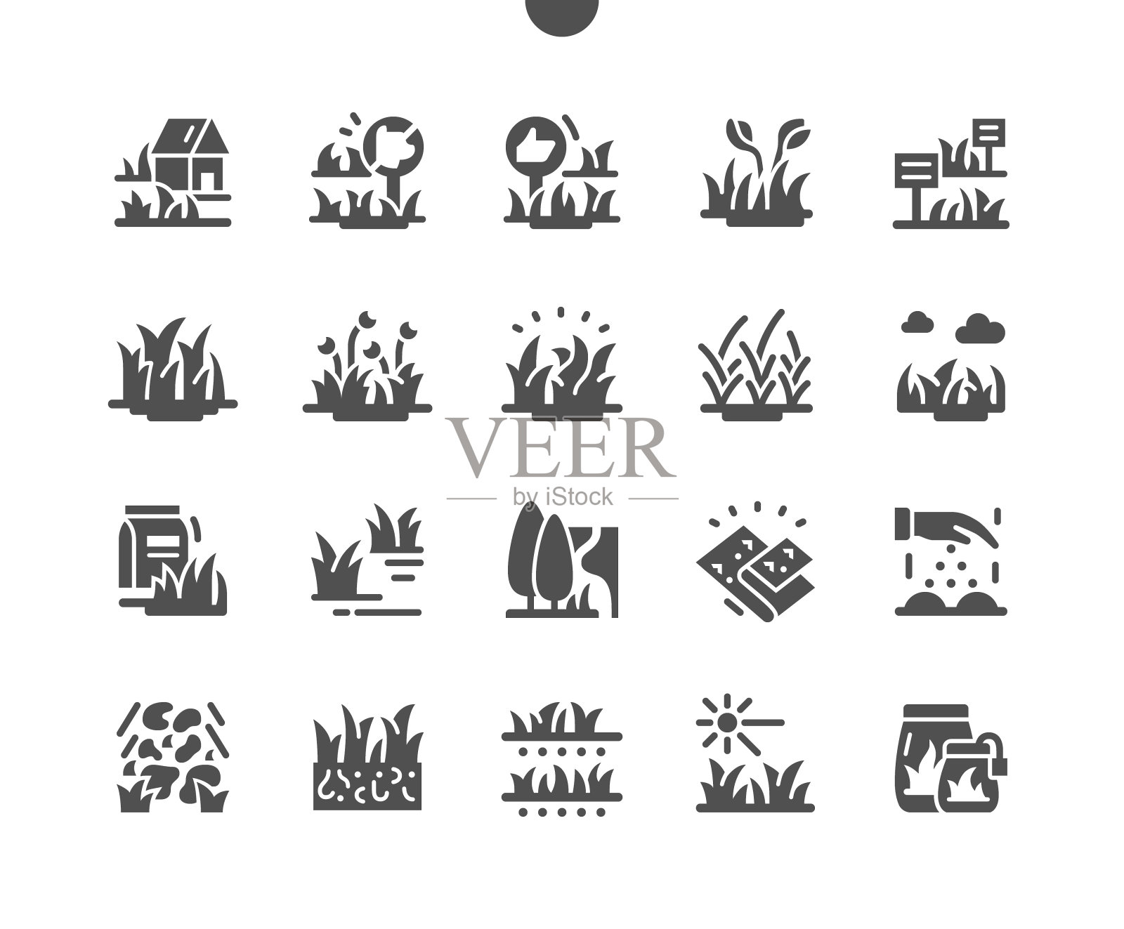 类型花园草精心制作的像素完美矢量固体图标30 2x网格Web图形和应用程序。简单的最小的象形图插画图片素材