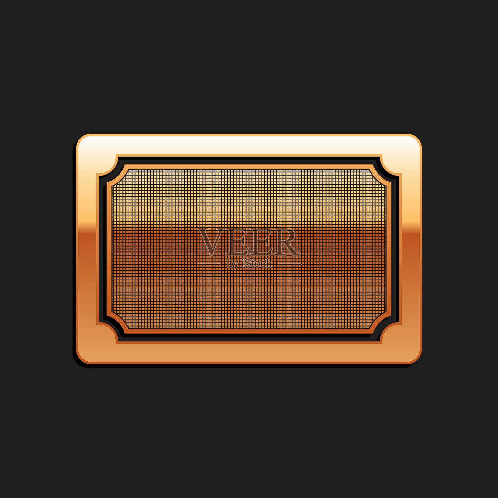 金色门垫图标孤立在黑色背景。欢迎的迹象。长长的阴影风格。向量图标素材