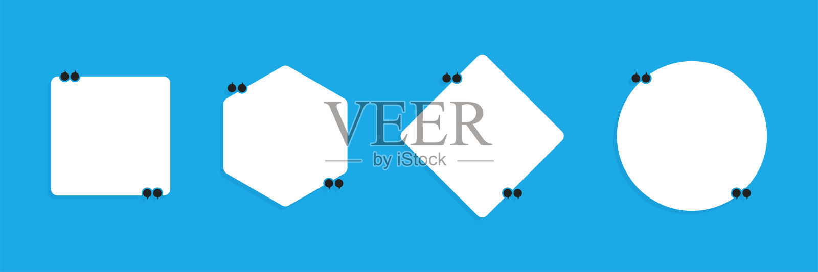 引用语音气泡图标。向量孤立的元素。横幅卡通模板的报价。几何框架。股票向量。插画图片素材