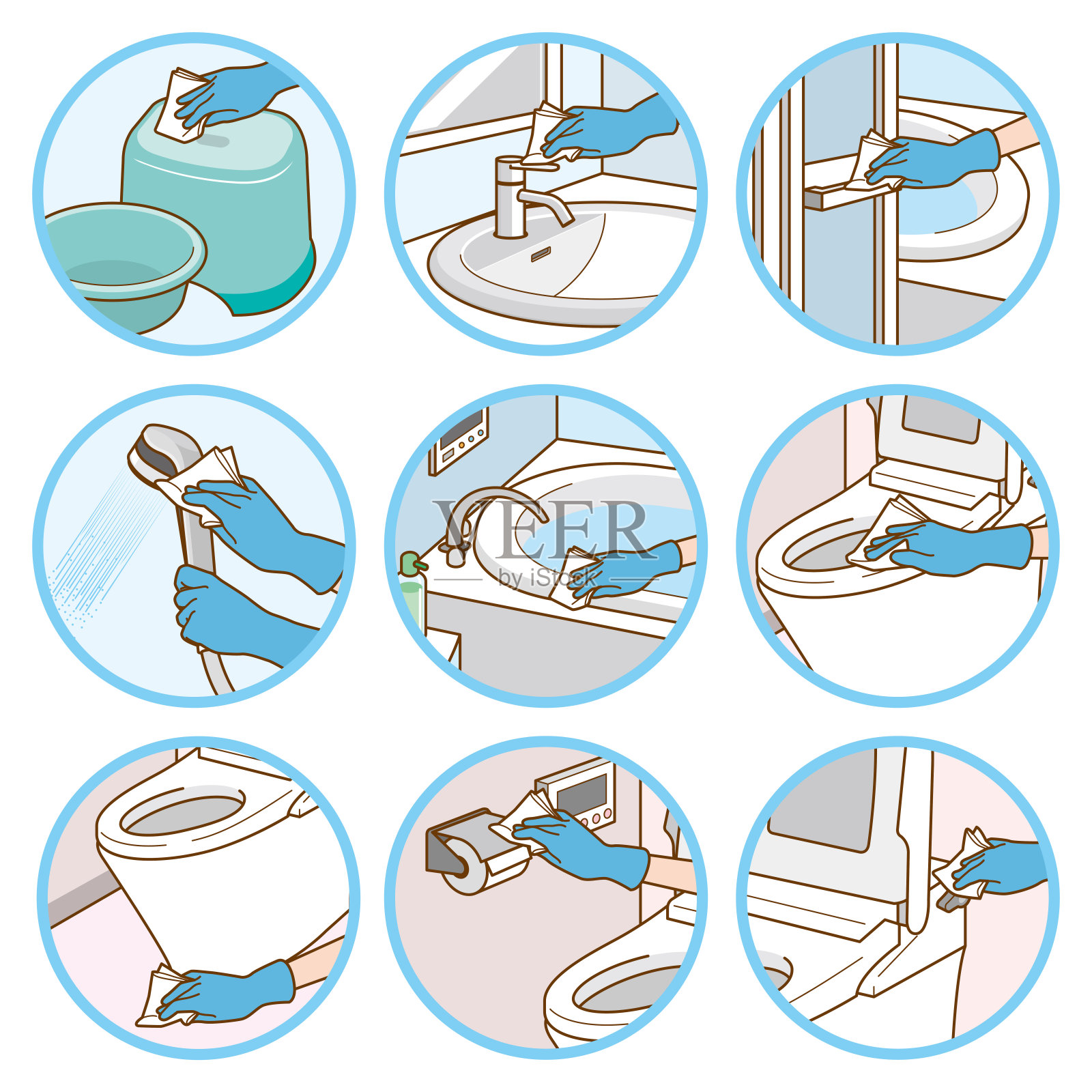 消毒、冠状病毒防护、感染预防、插画图片素材