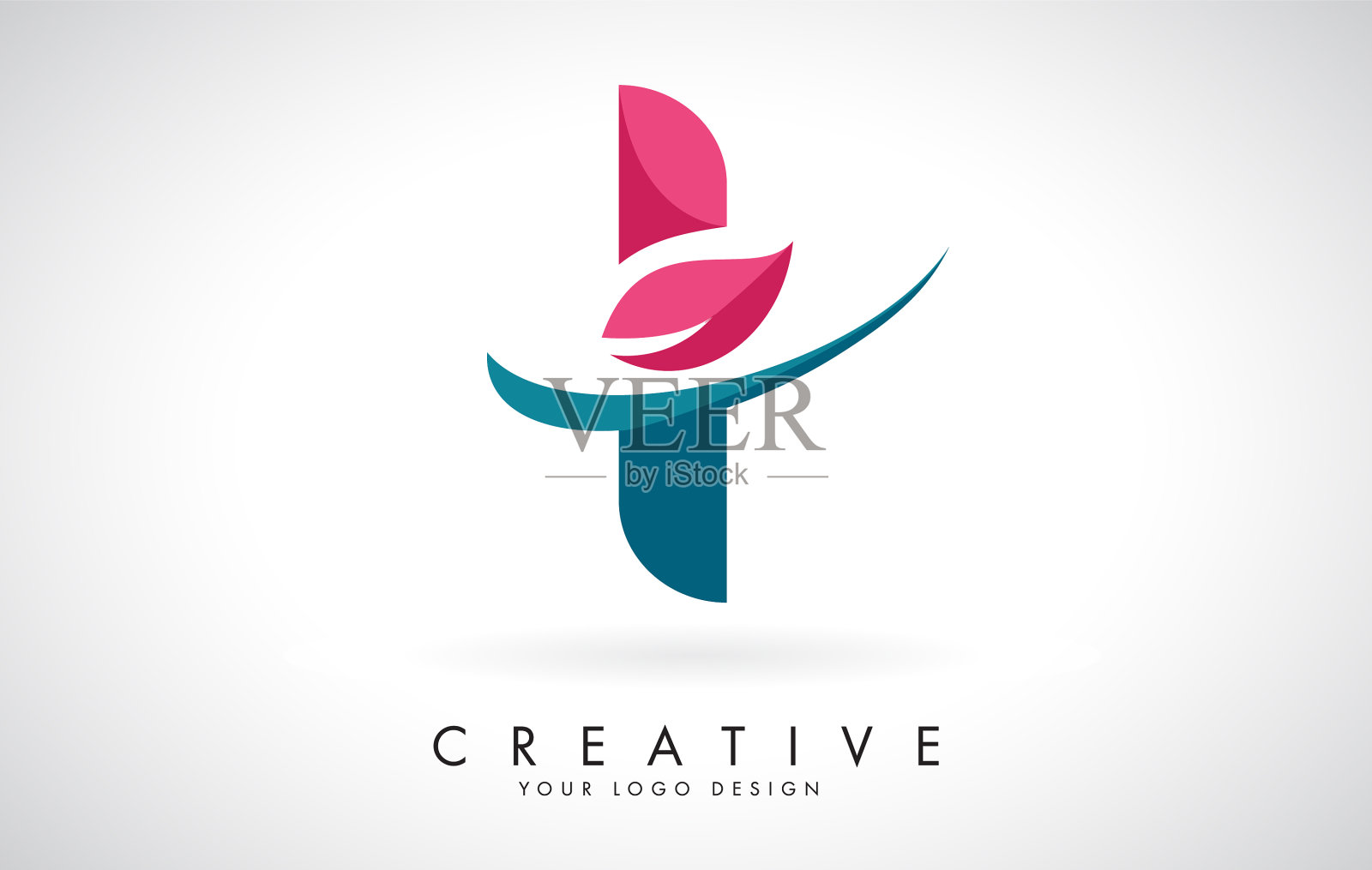 蓝色和红色的字母我用树叶和创意插画图片素材