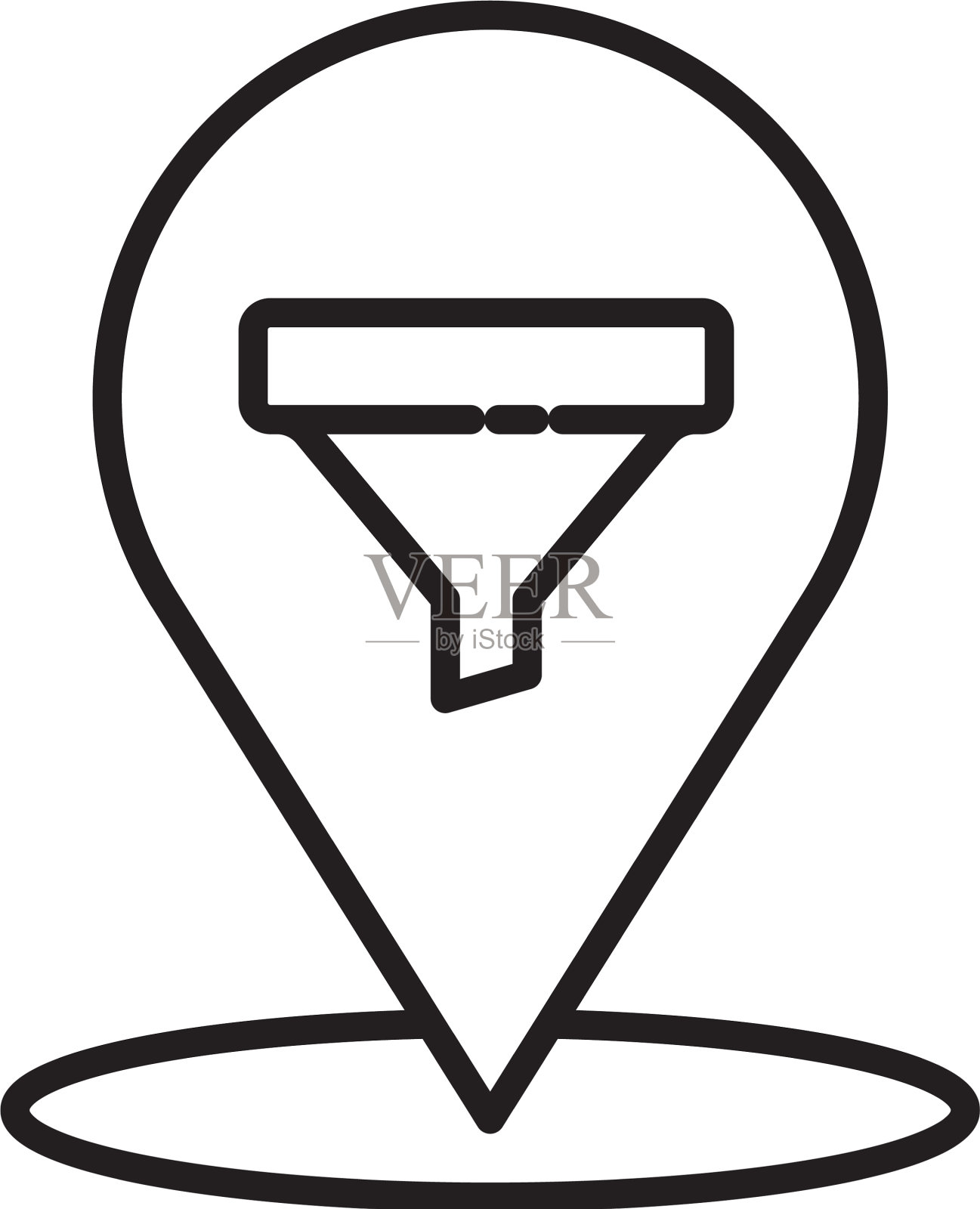 黑线位置与销售漏斗图标插画图片素材