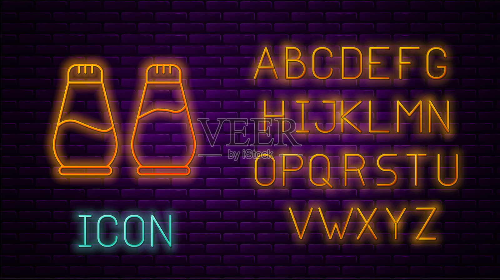 发光的霓虹灯线盐和胡椒图标隔离插画图片素材