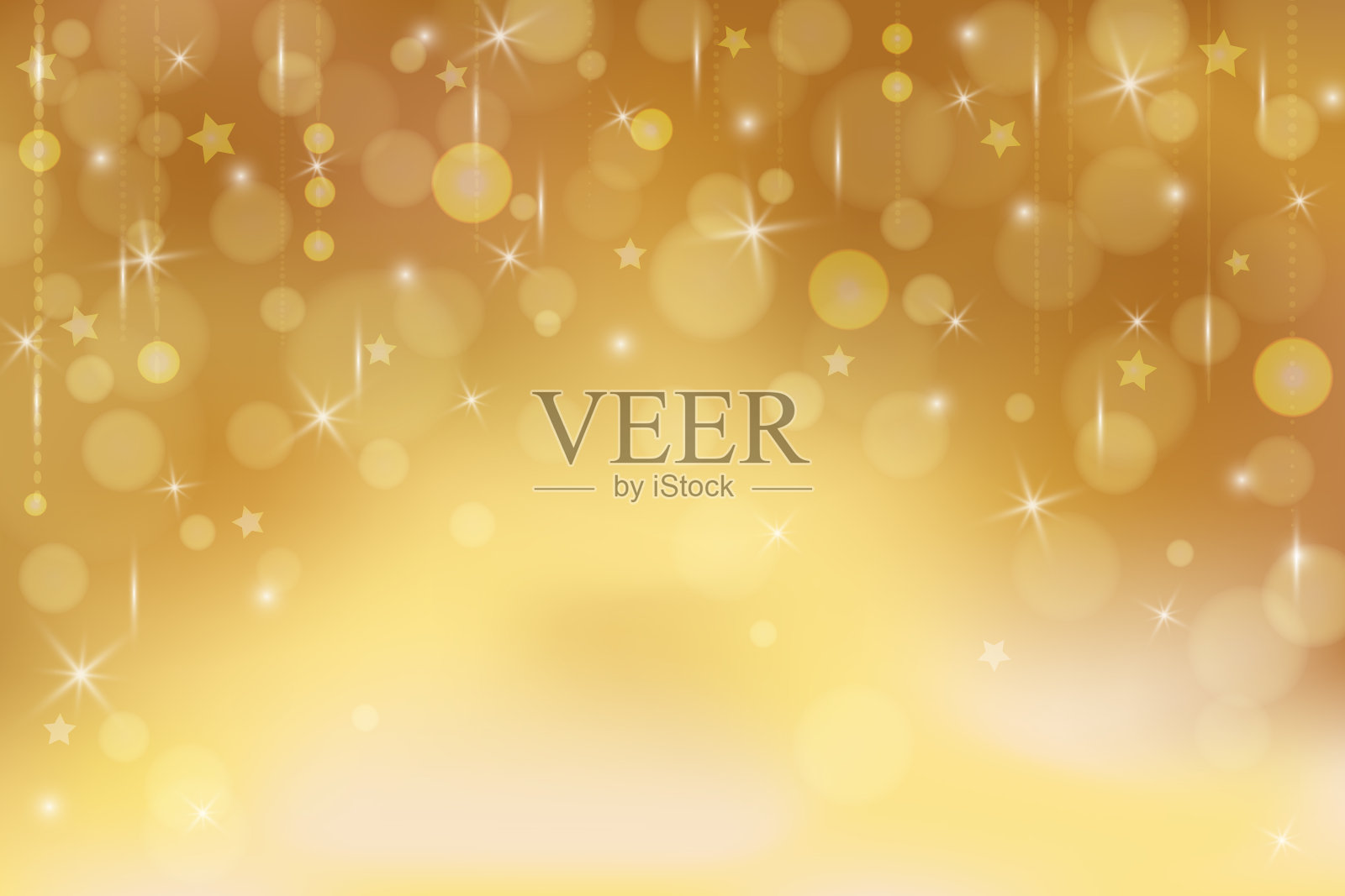 金色背景与星星和灯光抽象插画图片素材