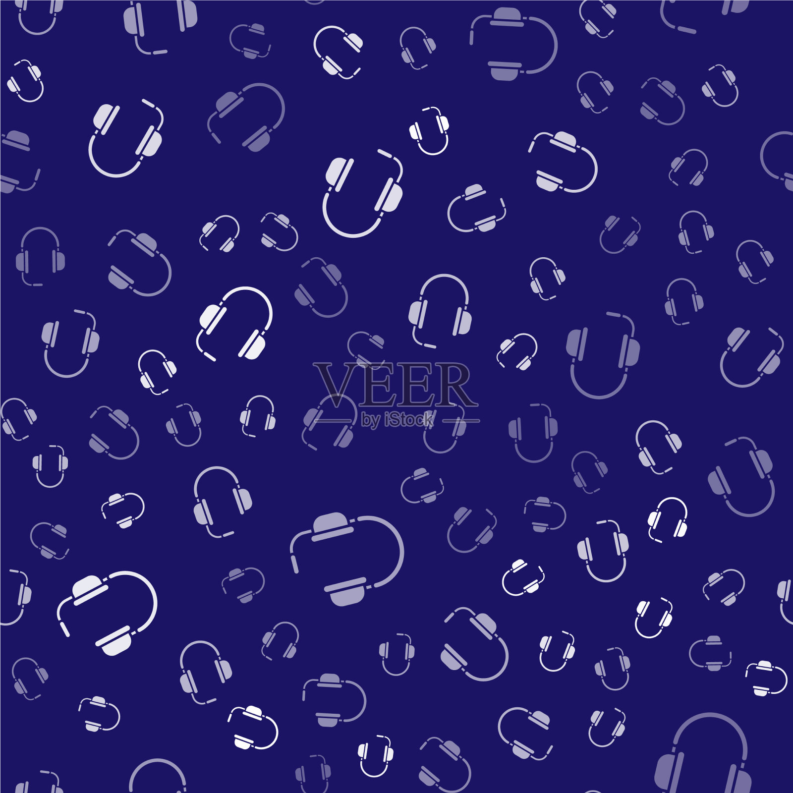 白色耳机麦克风图标隔离插画图片素材