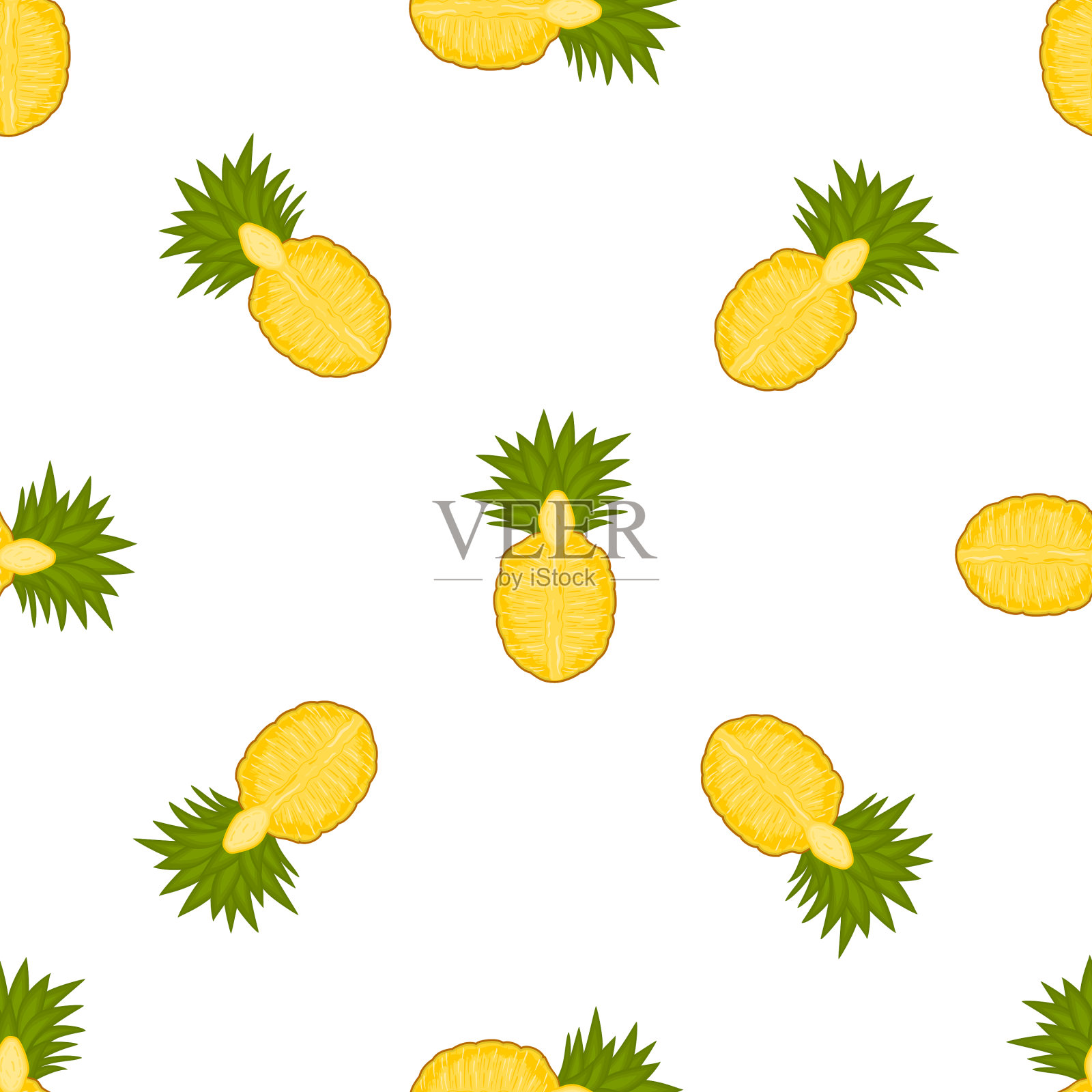 主题上大的彩色无缝菠萝插画图片素材