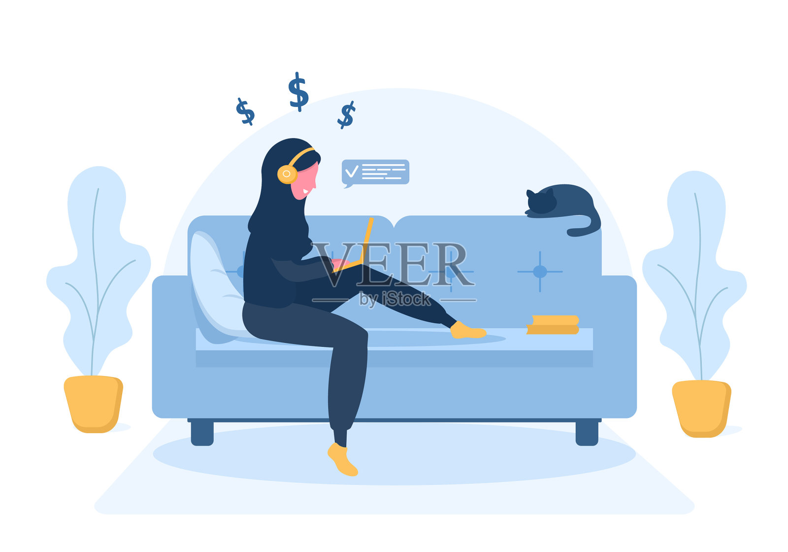 妇女自由阿拉伯女孩戴着头巾和插画图片素材