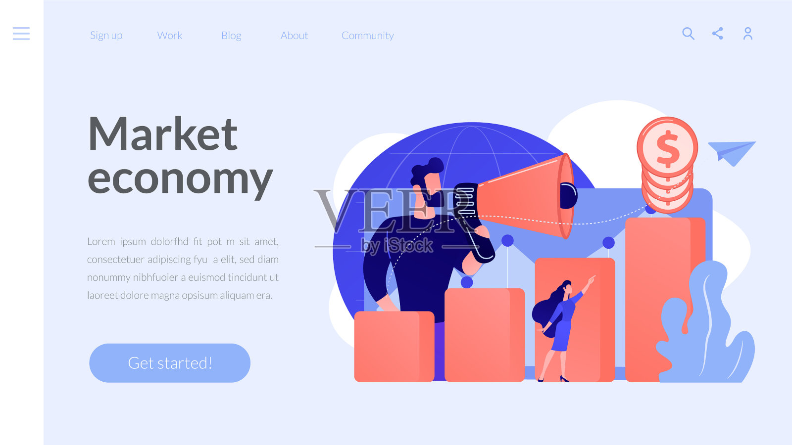 经济发展概念登陆页设计模板素材