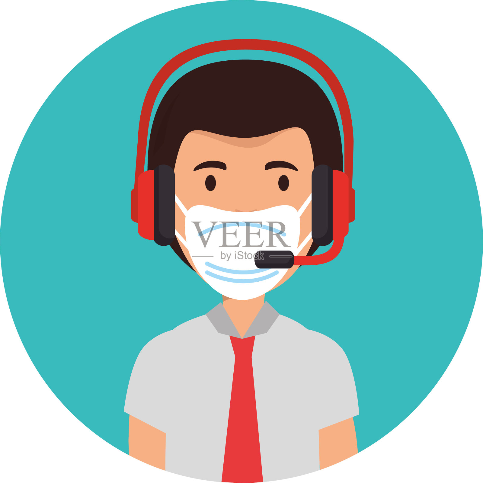 Man座席呼叫中心，戴口罩设计元素图片