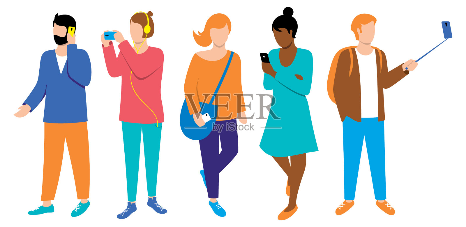 使用手机的人插画图片素材