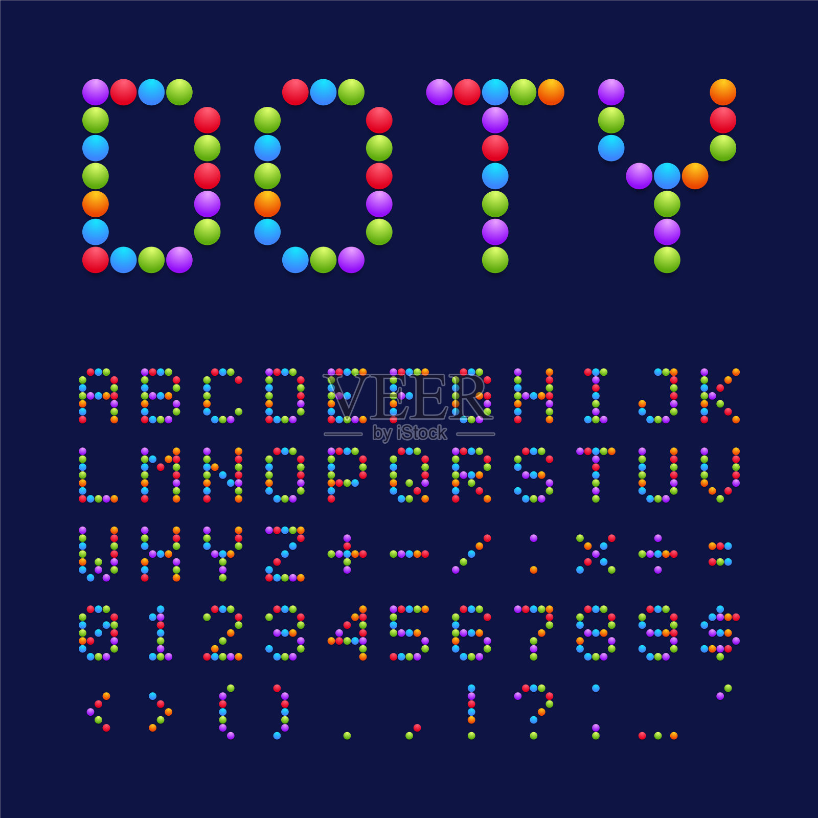 彩色圆点风格字体设计字母插画图片素材