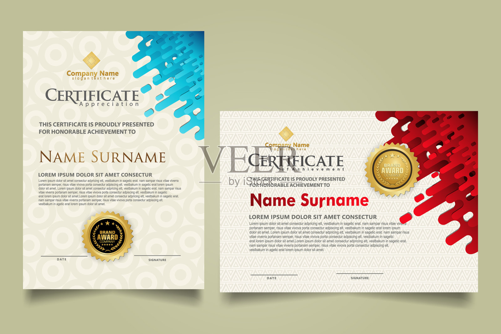 用芥末设置现代证书模板插画图片素材