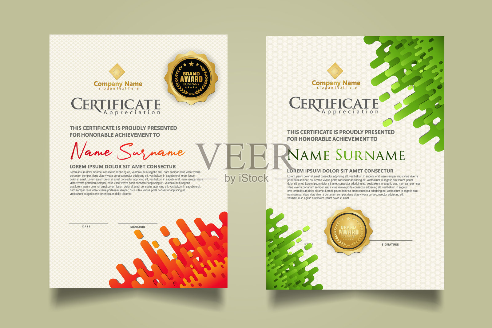 用芥末设置现代证书模板插画图片素材