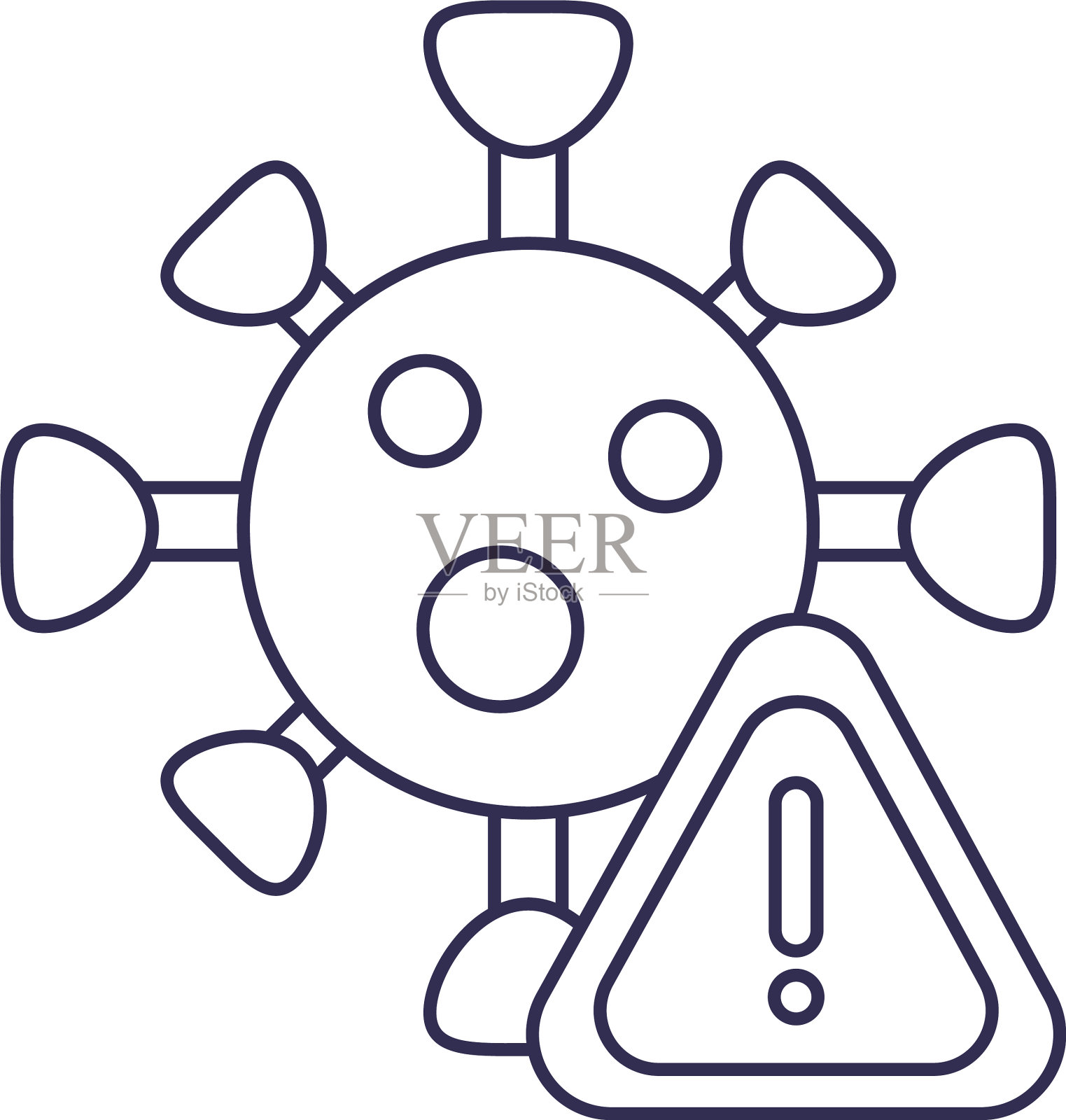 用病毒粒子冠状病毒系作禁止标志图标素材