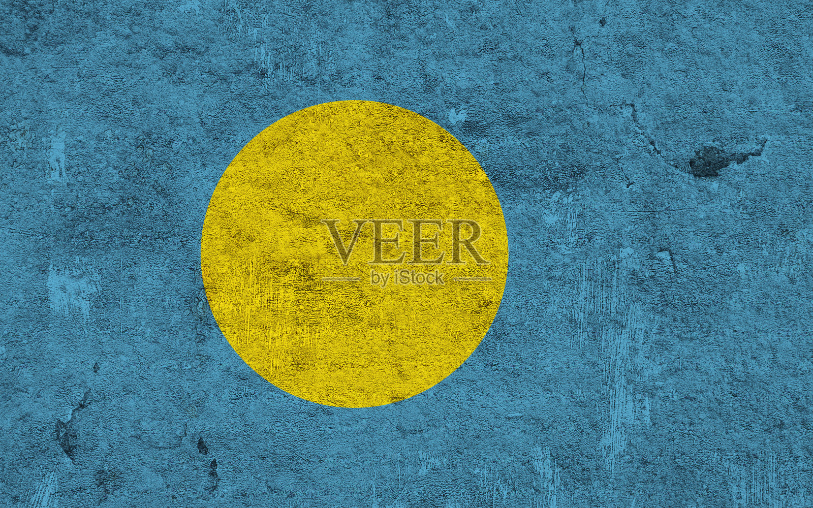 风化混凝土上的帕劳国旗插画图片素材