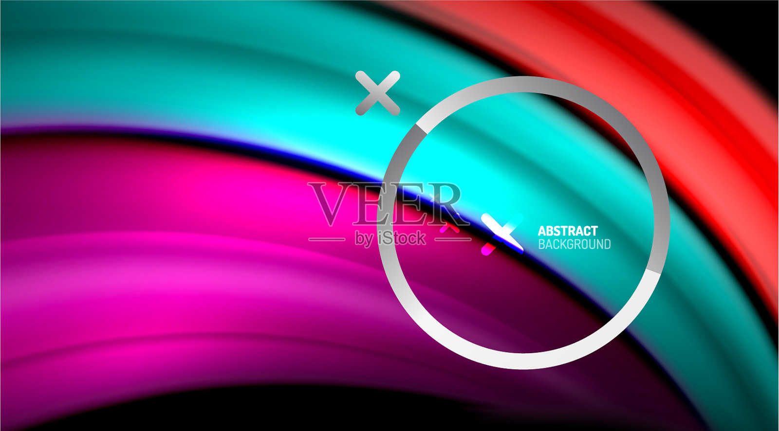 漩涡曲线模糊了彩色全息线插画图片素材