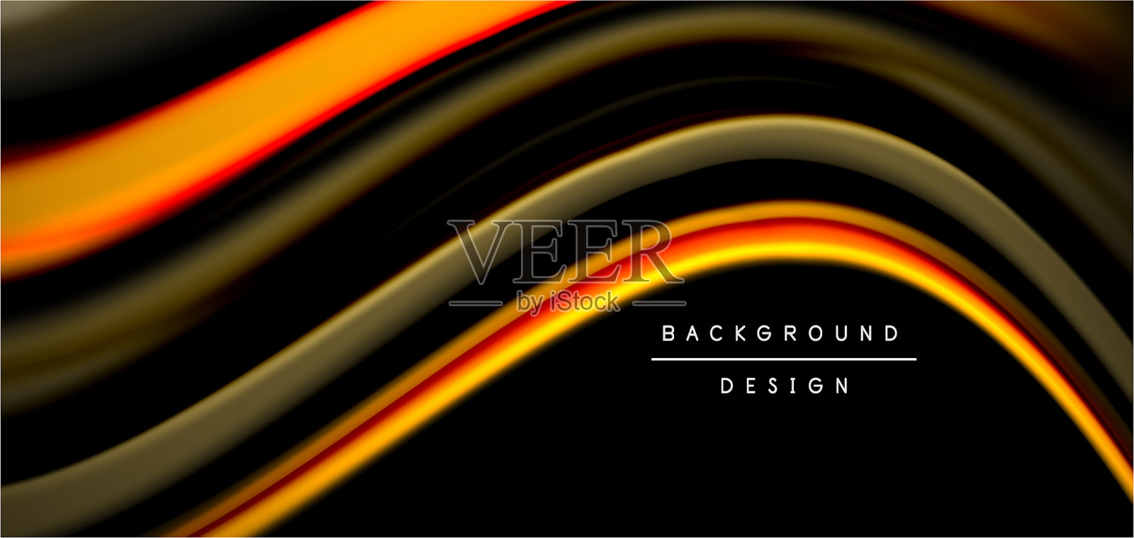 抽象丝绸流畅的线条上有黑色的多色插画图片素材