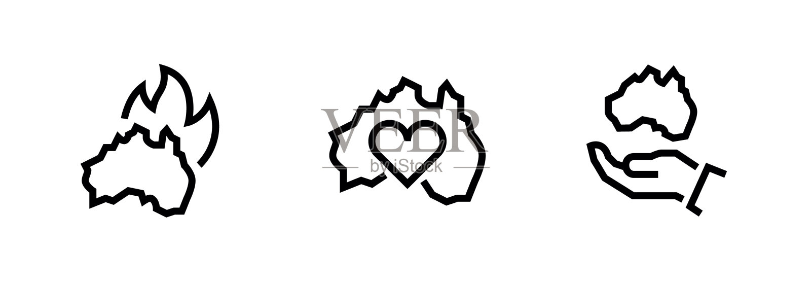 澳大利亚在火，支持和捐赠矢量图标插画图片素材