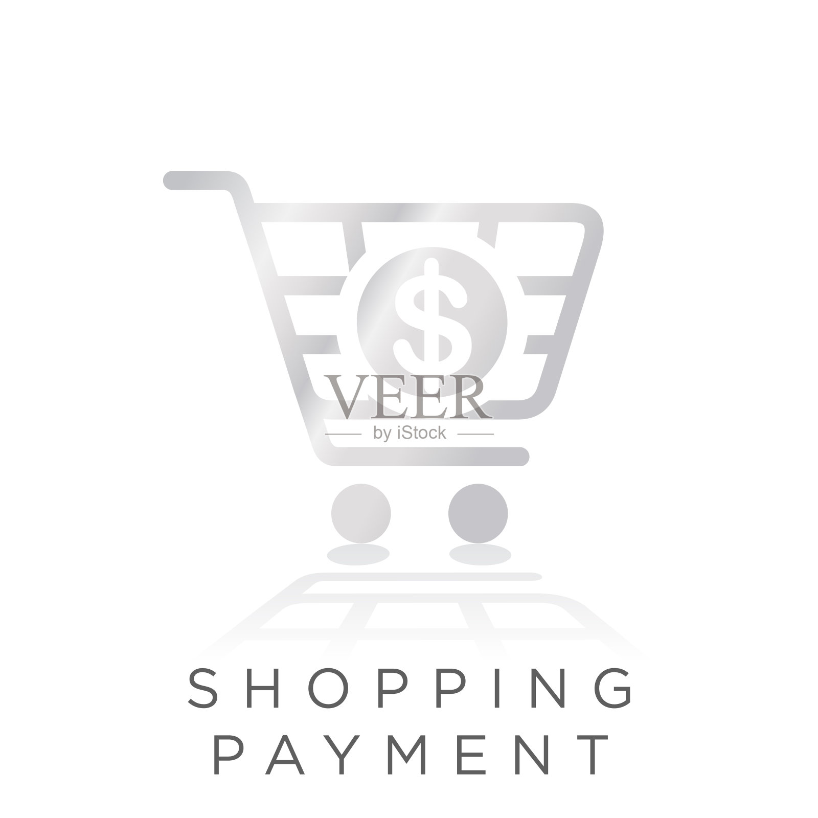 购物支付金属梯度图标。购物艺术与美元货币内矢量插图插画图片素材