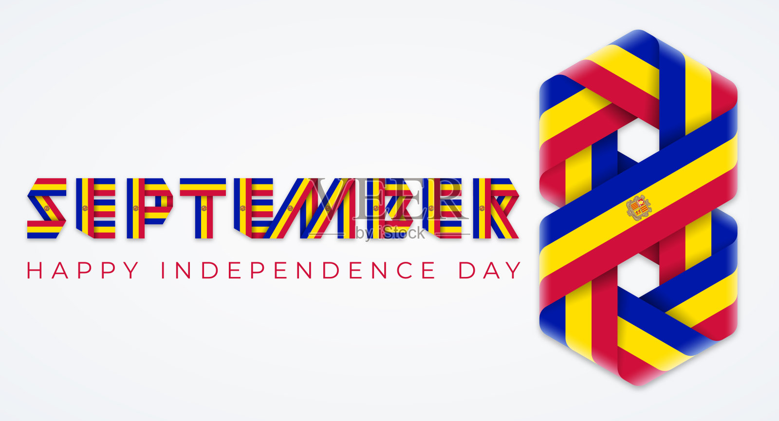 9月8日，安道尔独立日庆祝设计，带有安道尔国旗元素。矢量插图。插画图片素材