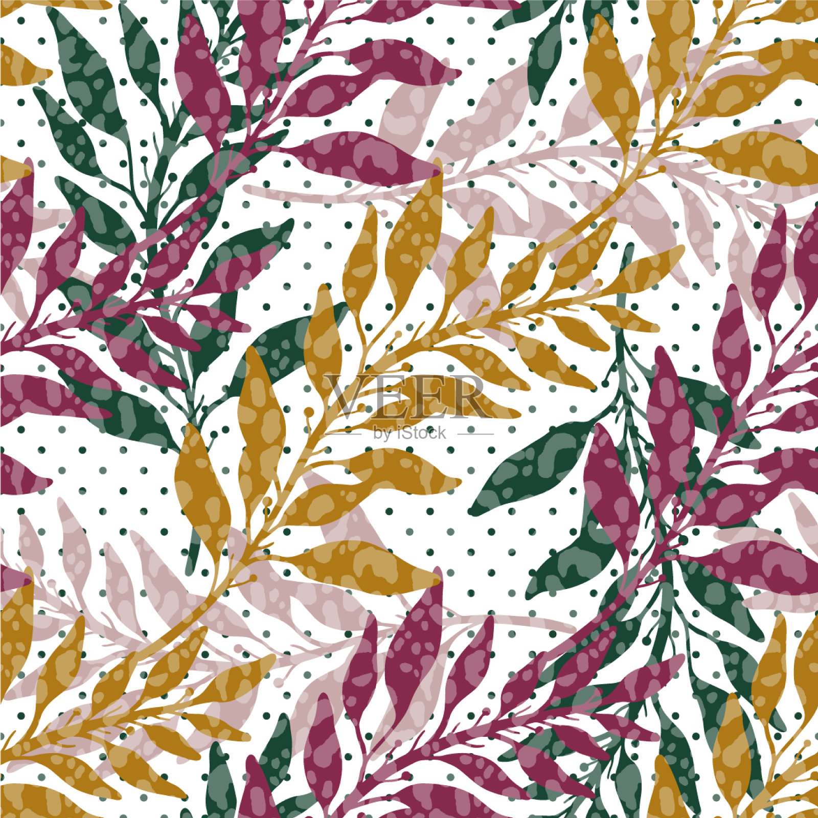 无缝图案自然植物背景设计插画图片素材