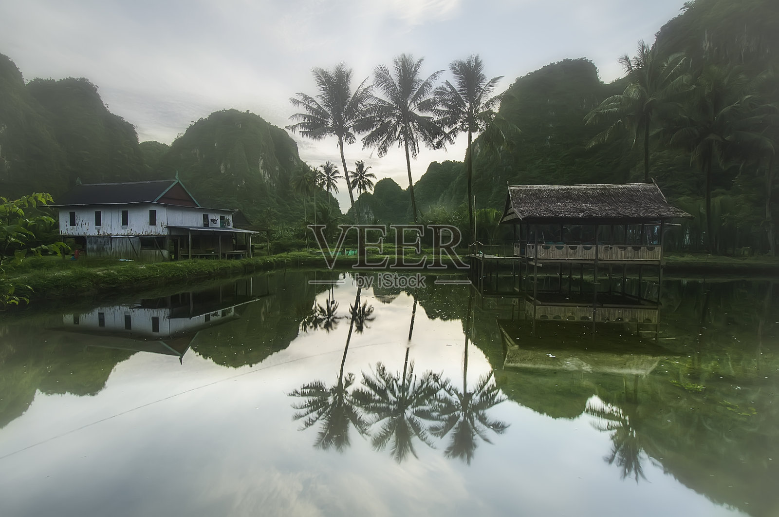 印度尼西亚苏拉威西省Ramang的日出雾蒙蒙的照片摄影图片