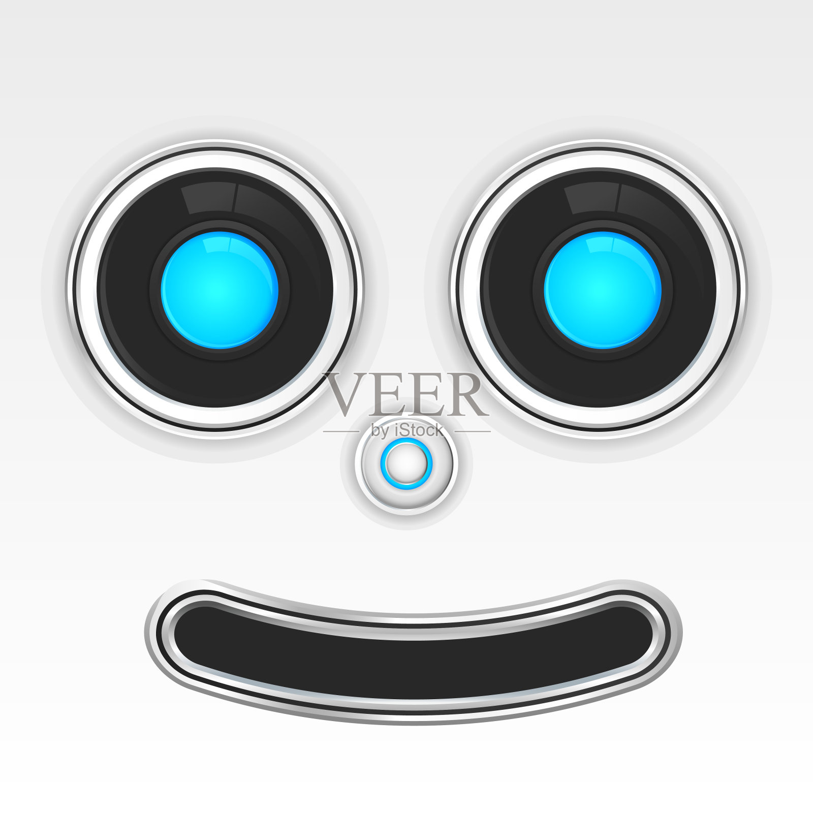 可爱的机器人面带微笑。插画图片素材