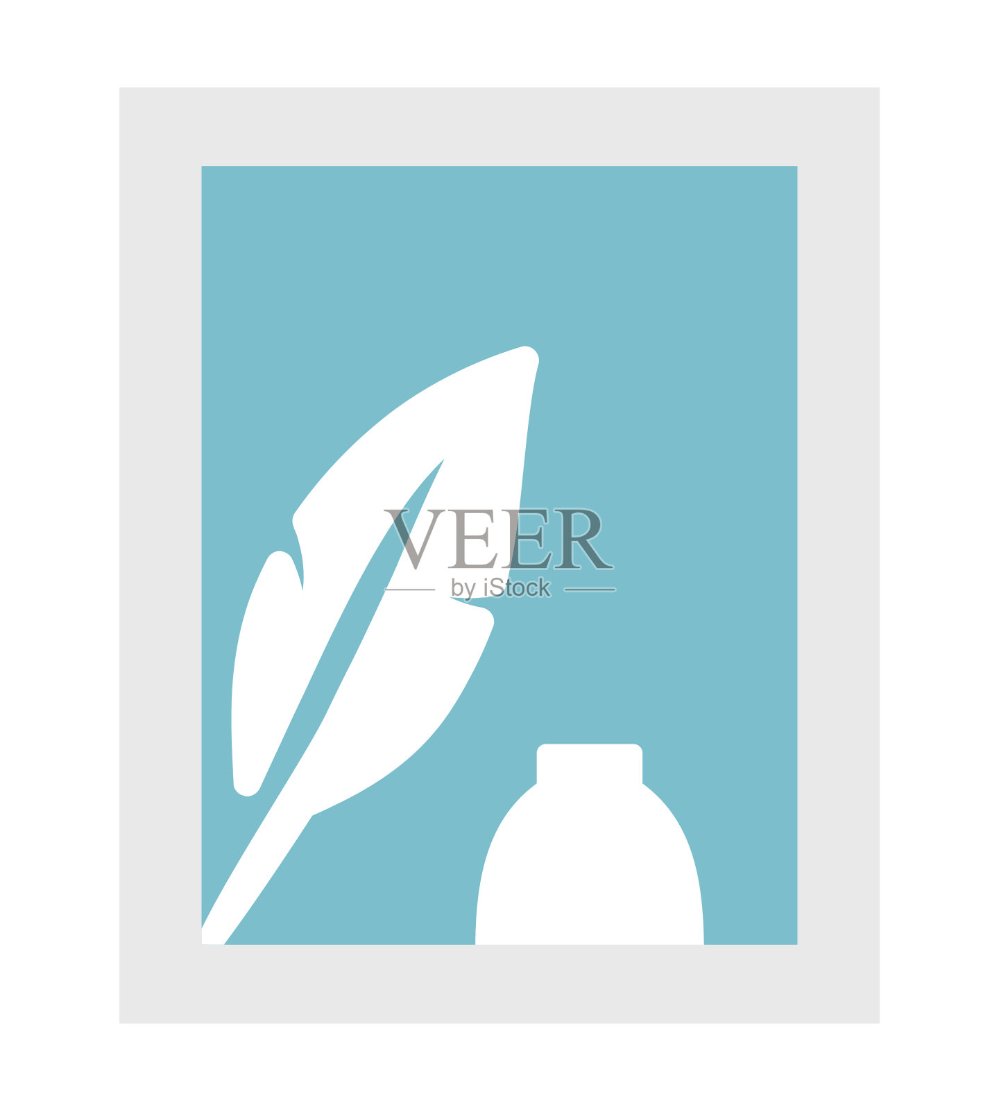 平面钢笔和墨水矢量图标在框架。插画图片素材