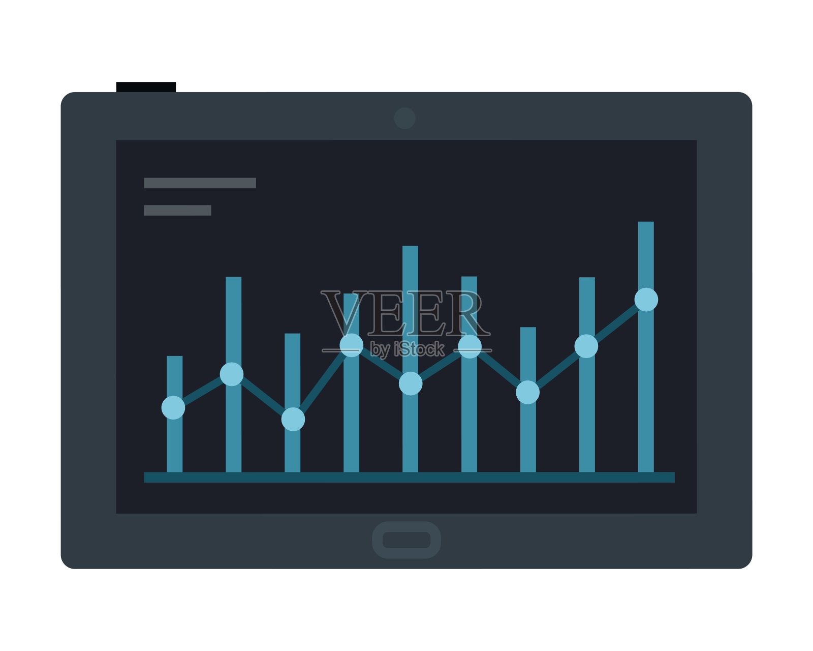 用数字图形和图表的形式表示统计数据的平板矢量图标。插画图片素材