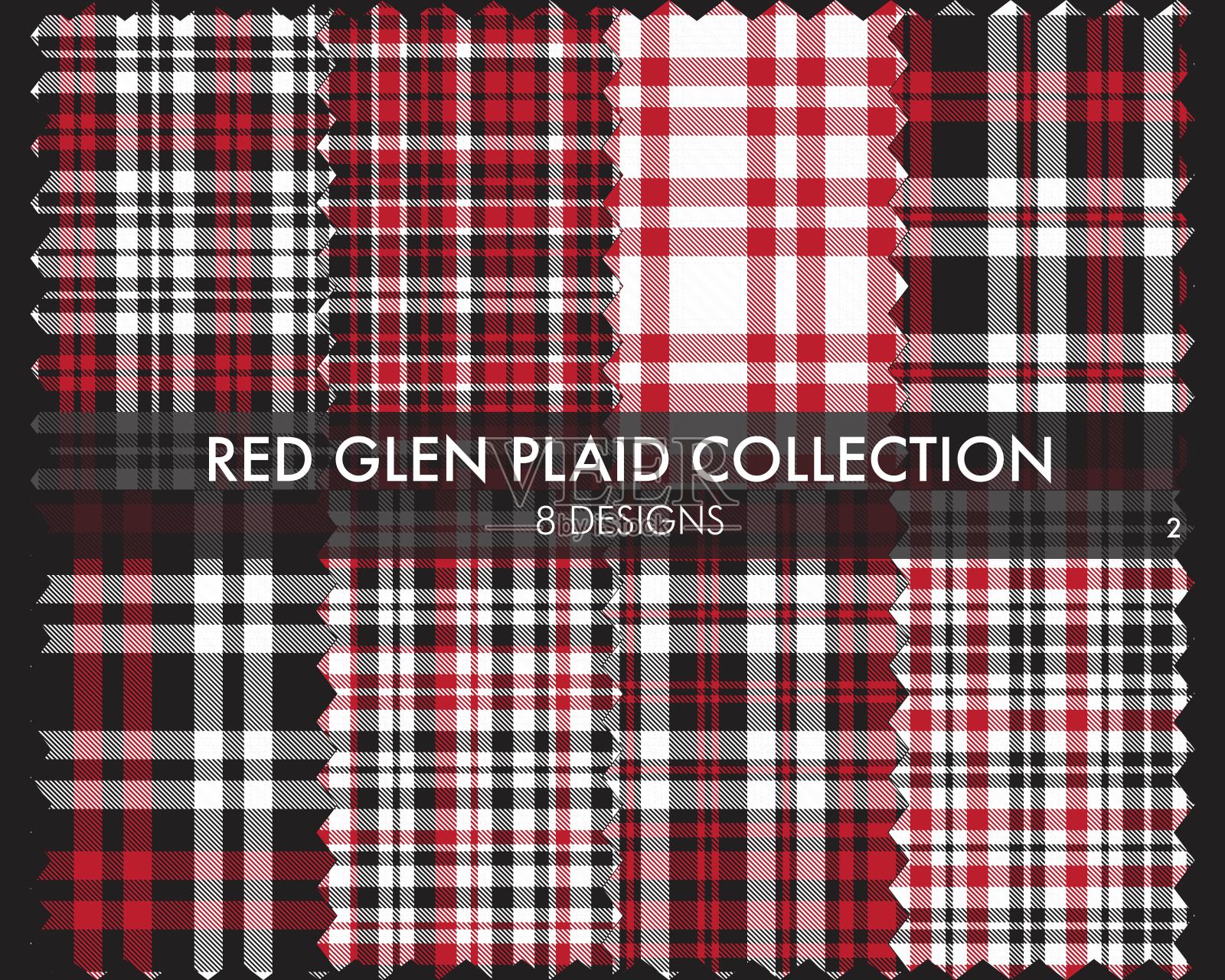 红格伦格子呢无缝格子图案系列插画图片素材