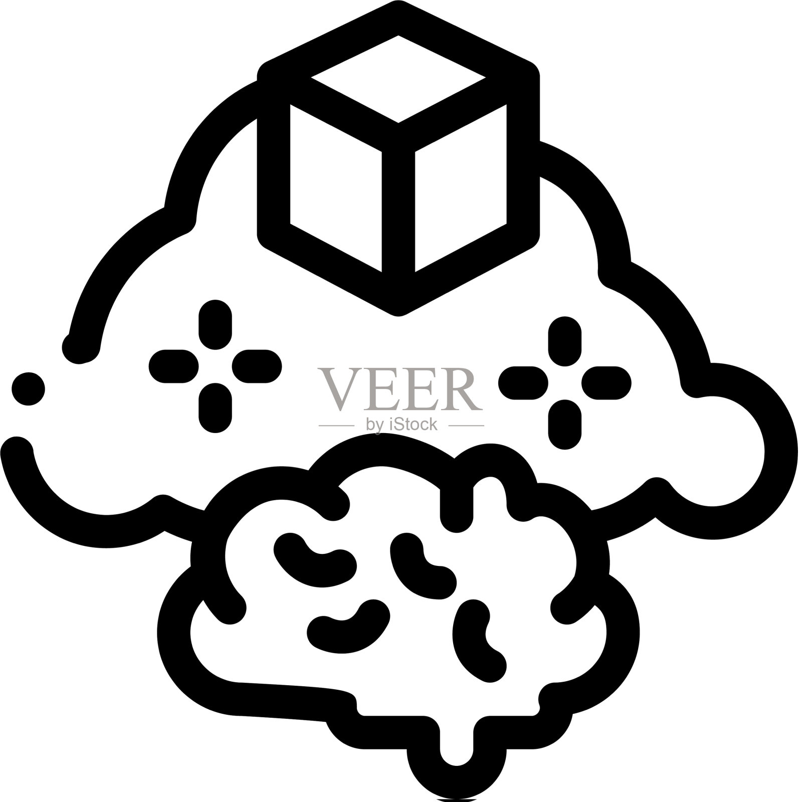 包裹脑云图标轮廓设计元素图片