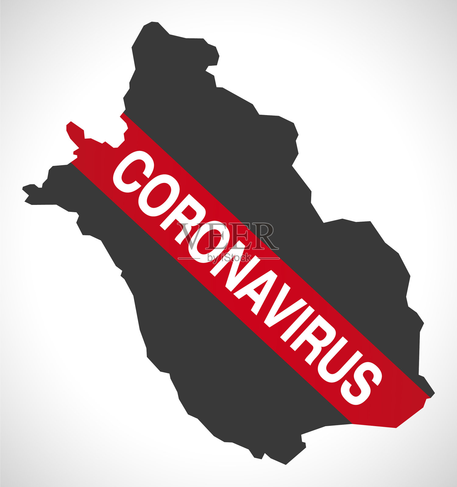 伊朗法尔斯省带有冠状病毒警告的地图插画图片素材